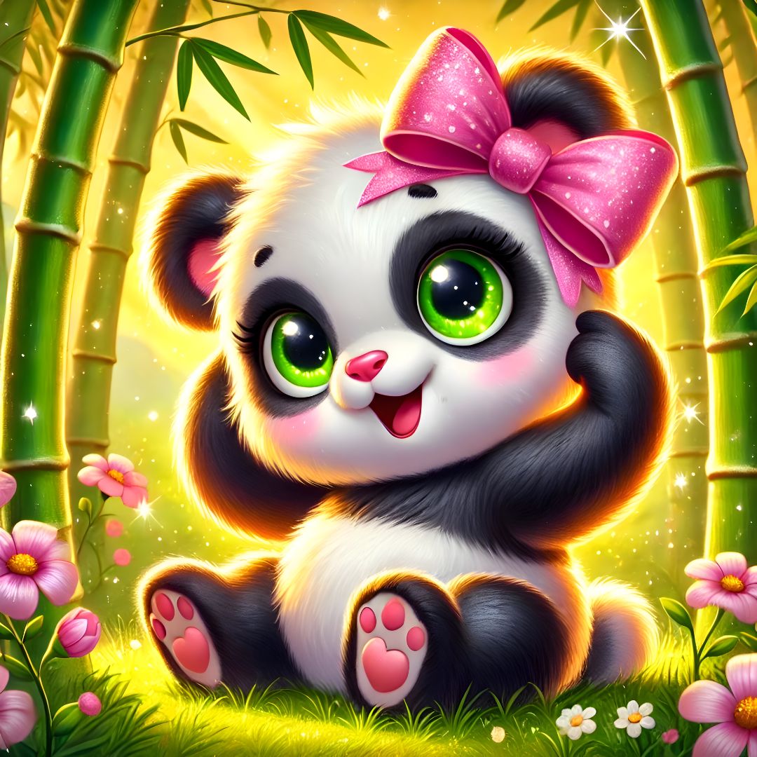 Honey the panda character - the kind big sister with a bright bow